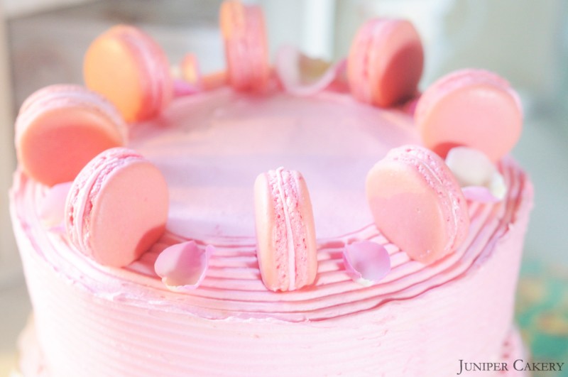 Raspberry Chambord Macaron Cake made using Tala Cake Marker