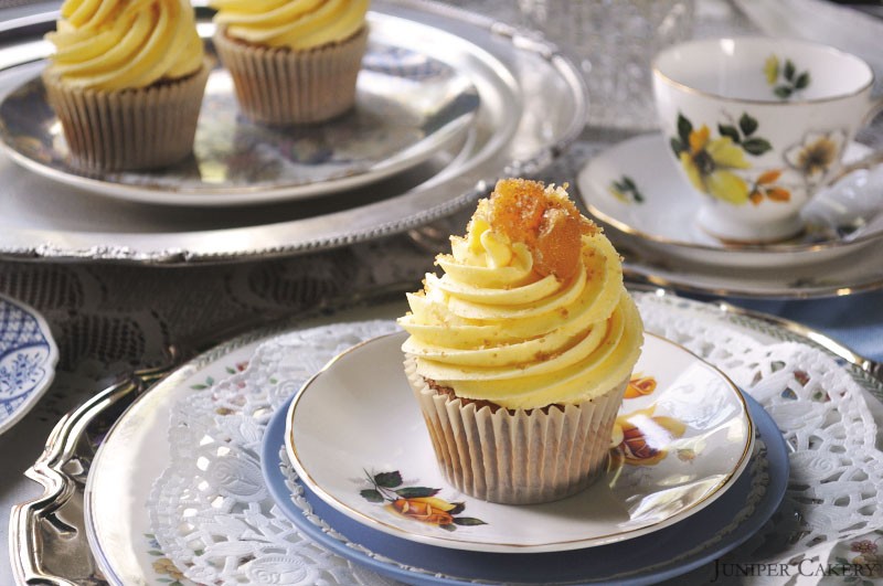 Yorkshire Tea with Sherbet Lemon Buttercream and Crystallised Ginger