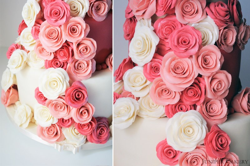 Pink Rose Wedding Cake by Juniper Cakery