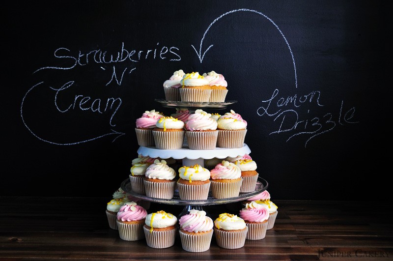 Strawberries and Cream and Lemon Drizzle Cupcakes