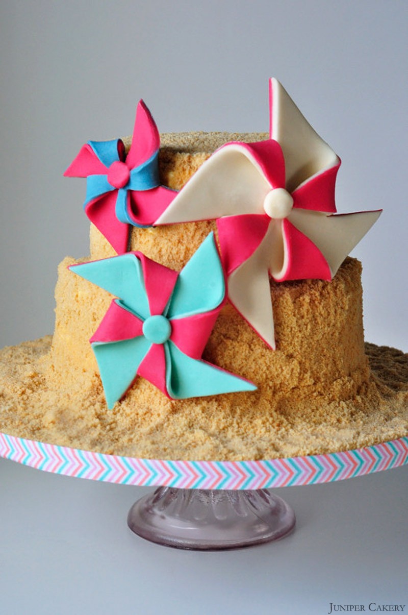 Raspberry Ripple Sandcastle Castle Cake by Juniper Cakery