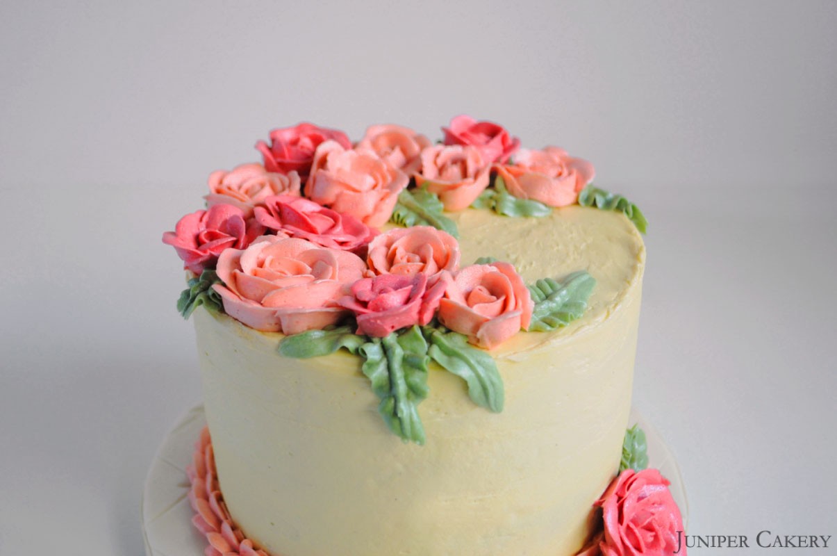 Pink Rose Cake by Juniper Cakery