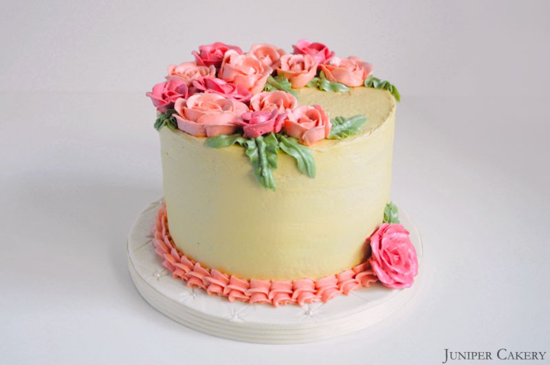 Pink Rose Cake by Juniper Cakery