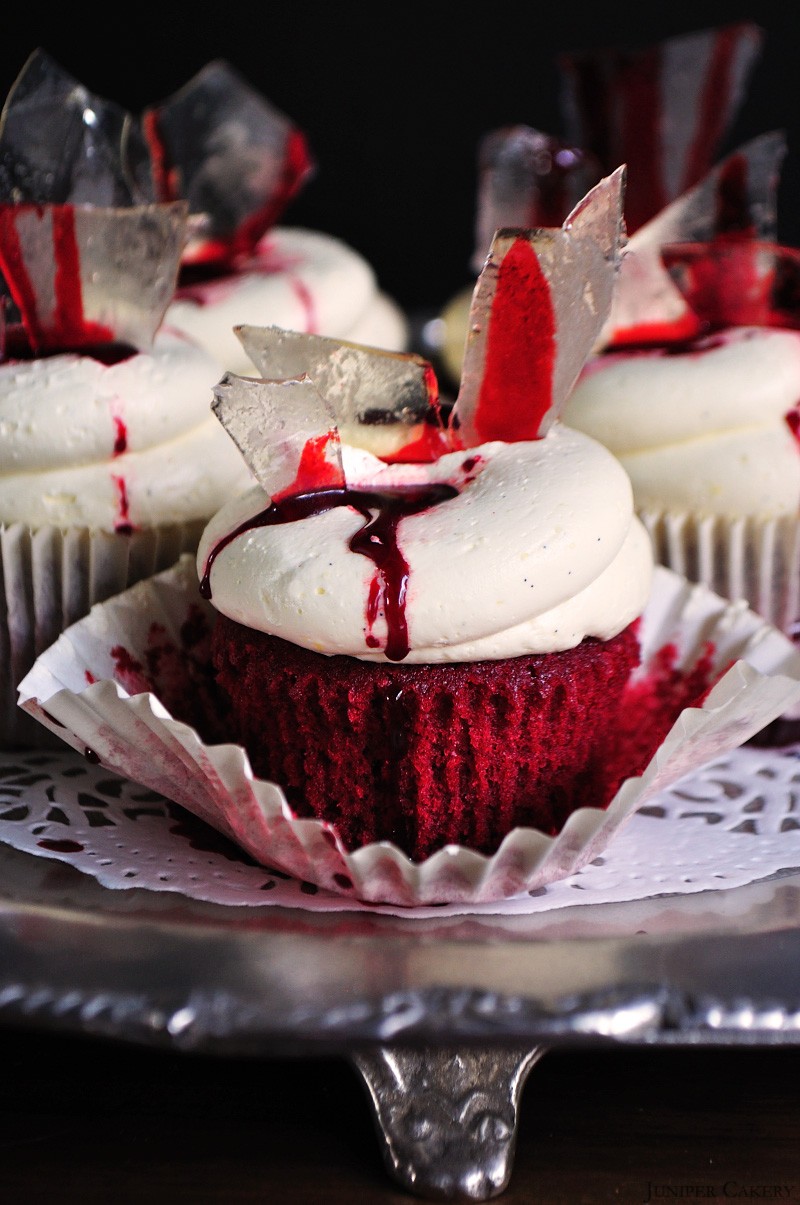 Red Bloody Velvet Cupcakes by Juniper Cakery