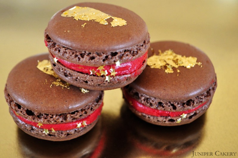 Cranberry, Champagne and Chocolate Macarons