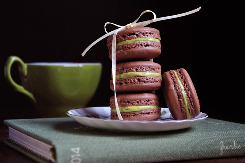 Chocolate and Creme de Menthe Macarons by Juniper Cakery