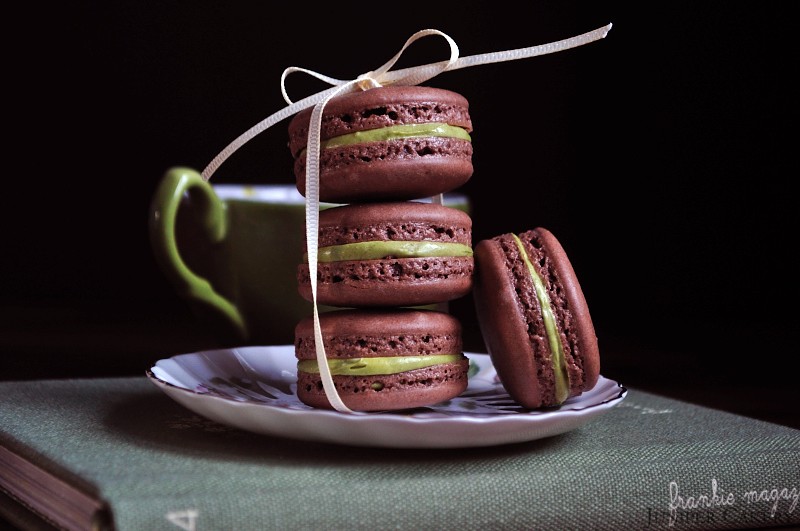 Chocolate and Creme de Menthe Macarons by Juniper Cakery