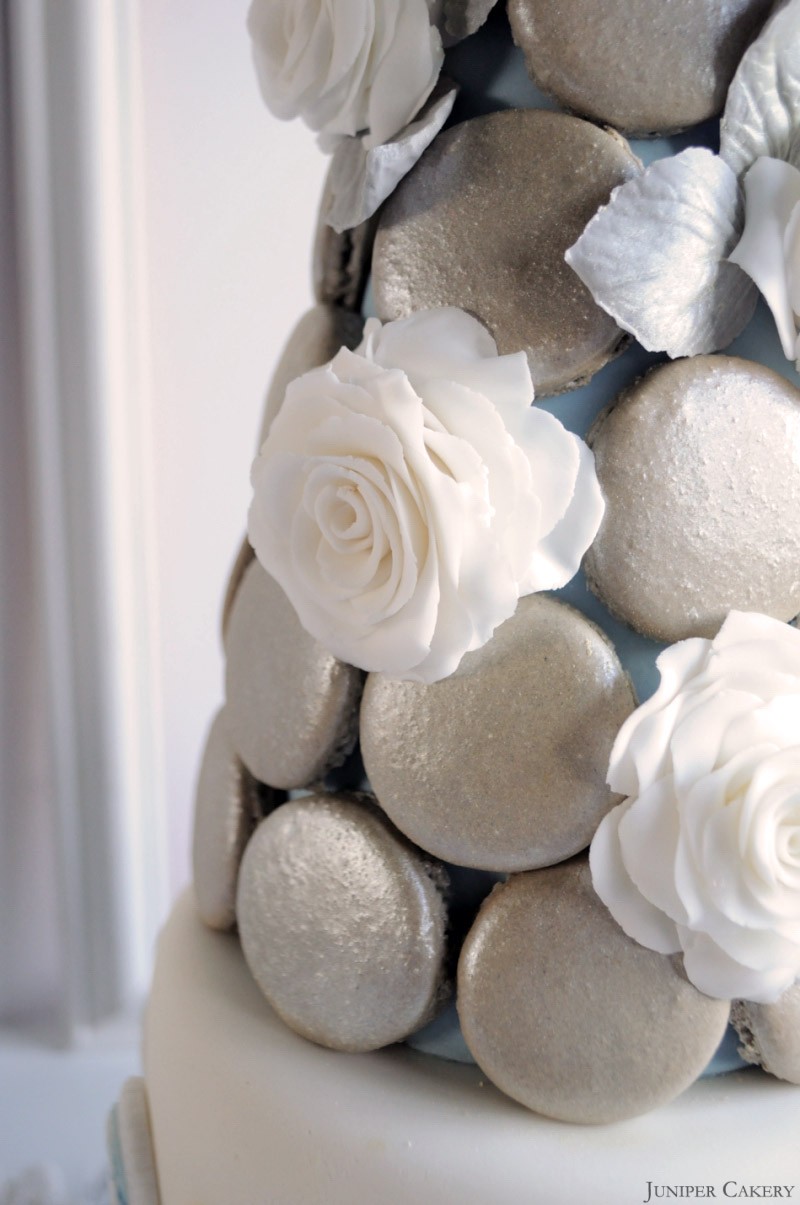 Wedgwood Inspired Macaron Tower Cake by Juniper Cakery