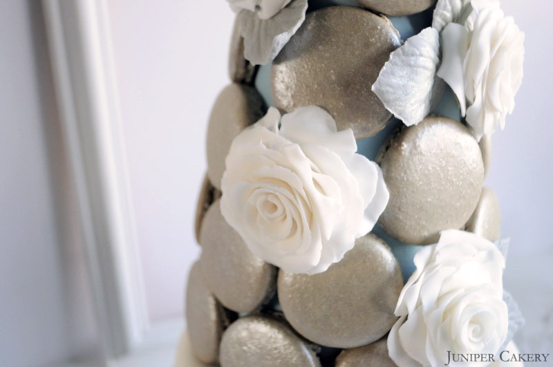 Wedgwood Inspired Macaron Tower Cake by Juniper Cakery