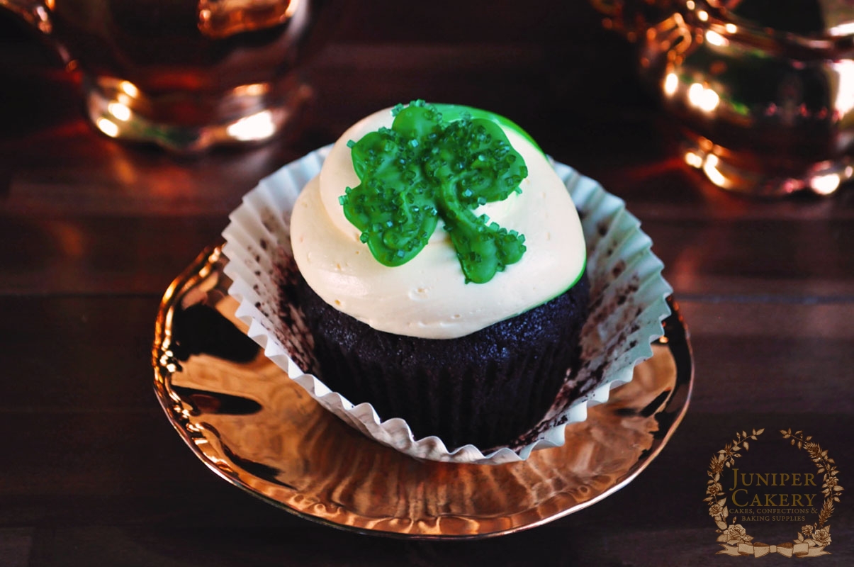 St. Patrick's Day Guinness and Dark Chocolate Cupcake Recipe by Juniper Cakery