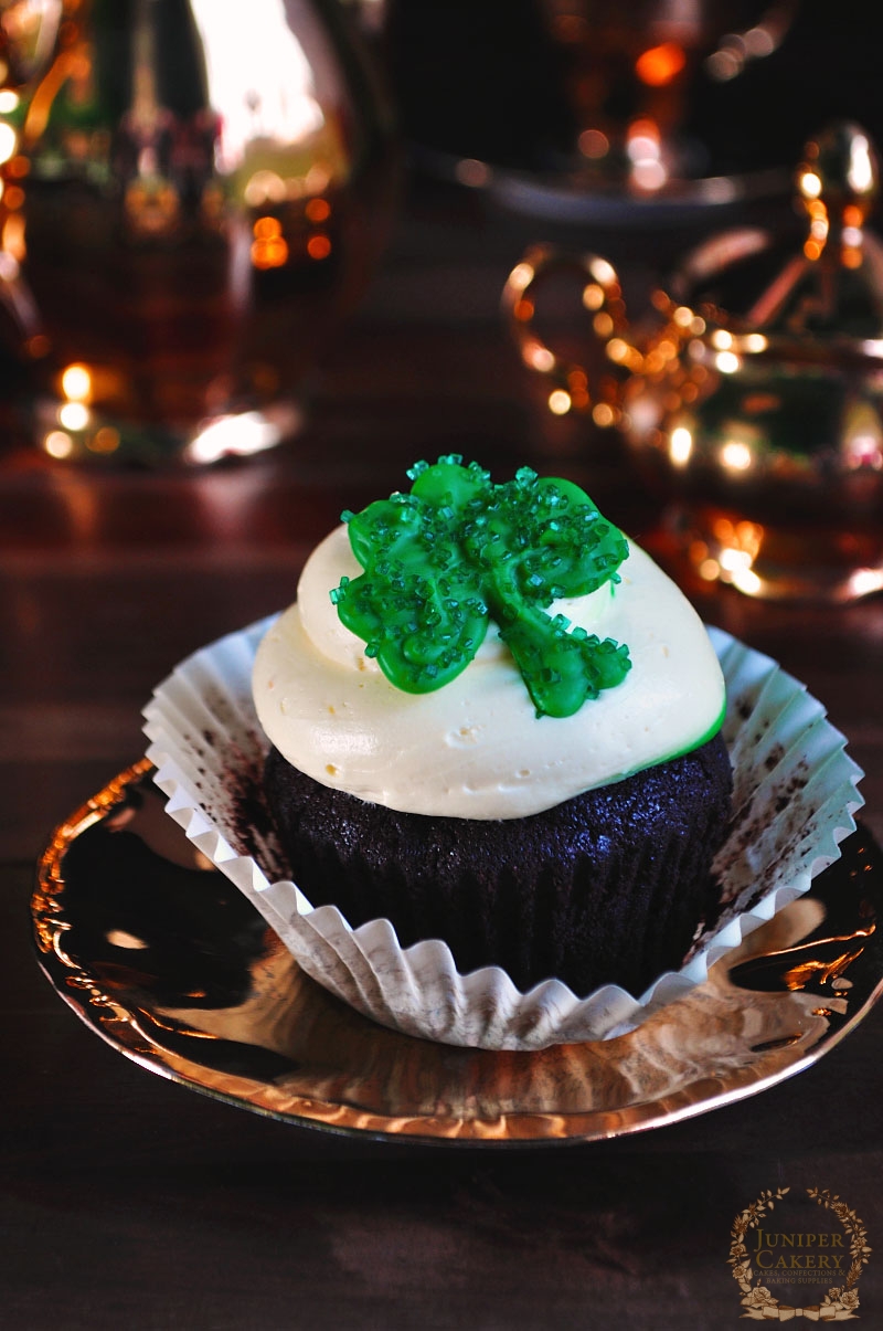 St. Patrick's Day Guinness and Dark Chocolate Cupcake Recipe by Juniper Cakery