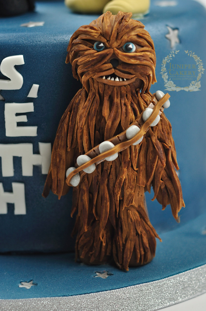 Star Wars cake with modeling chocolate Chewbacca figure by Juniper Cakery