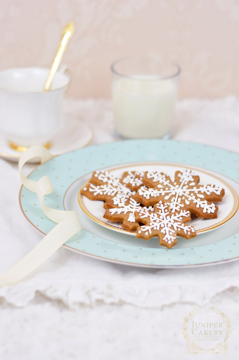 Gingerbread snowflake cookies recipe by Juniper Cakery