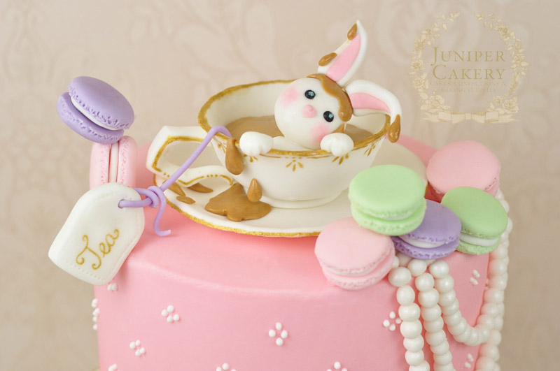 Afternoon tea rabbit themed cake by Juniper Cakery