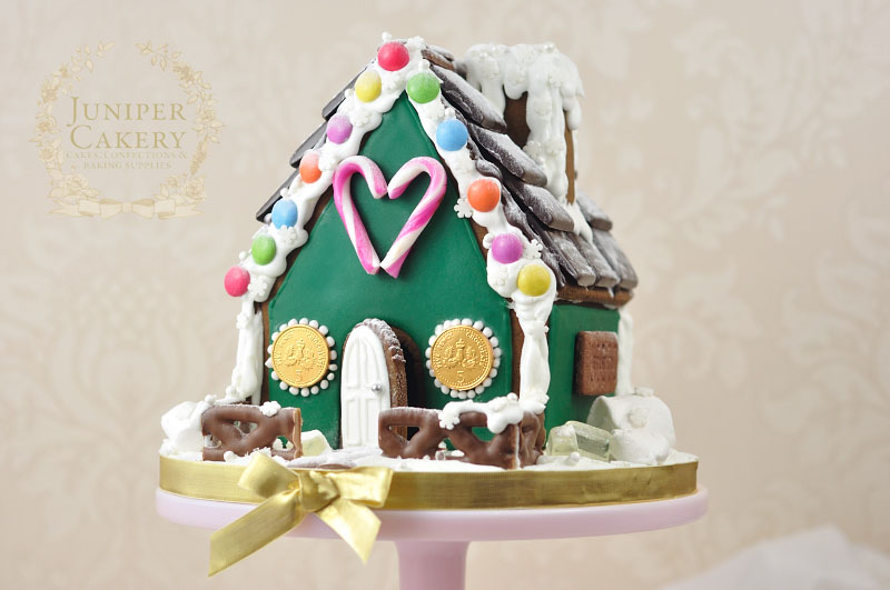 Candy decorated simple gingerbread house by Juniper Cakery