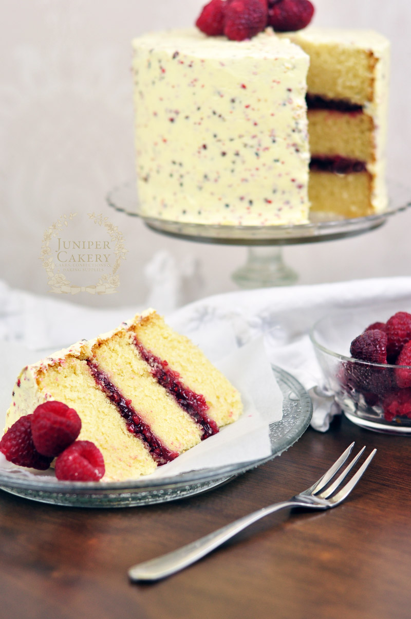 Raspberry, White Chocolate and Pink Peppercorn Cake by Juniper Cakery