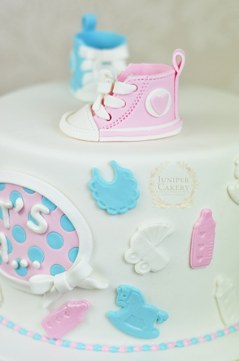 Converse themed baby shower cake by Juniper Cakery