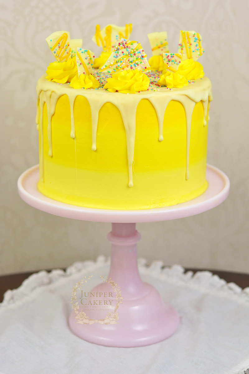 Lemon ombré bakery style cake by Juniper Cakery