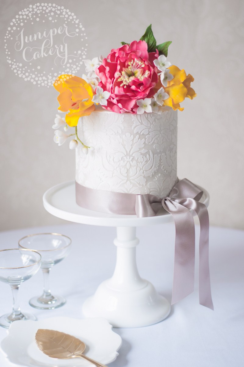 Damask tulip and peony cake by Juniper Cakery