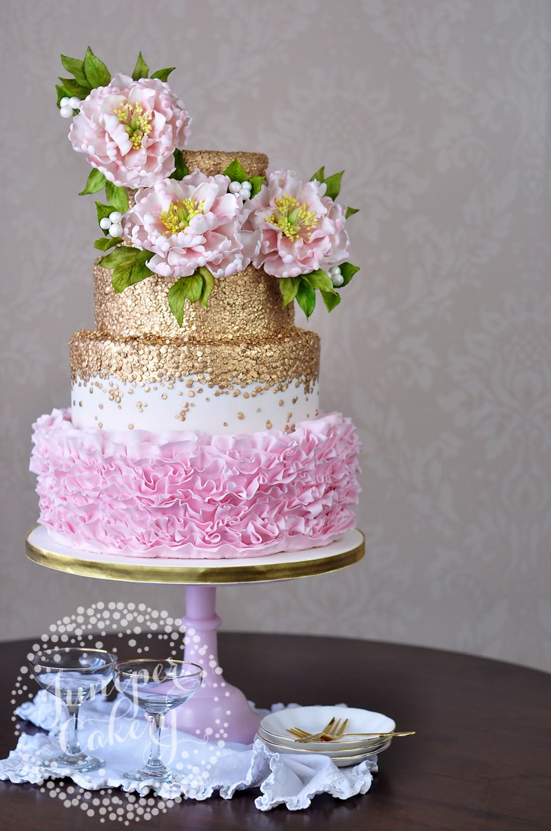 Peony Ruffle Wedding Cake by Juniper Cakery