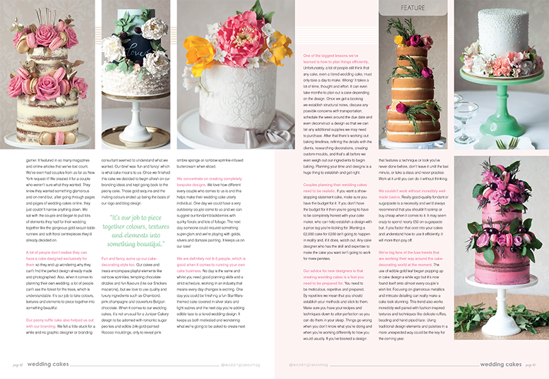 Exclusive Juniper Cakery interview in Wedding Cakes Magazine