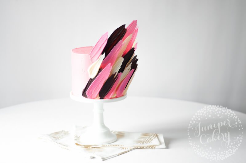 Pink brushstroke cake by Juniper Cakery