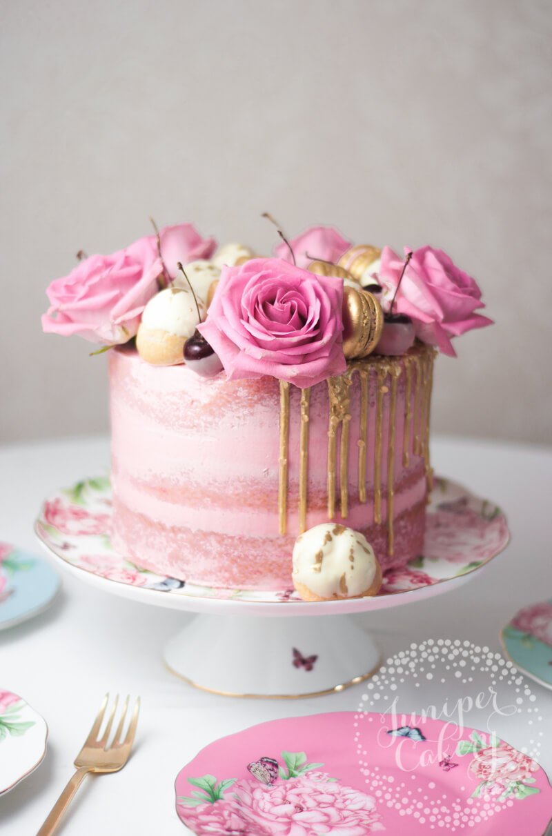 White chocolate and pink cherry cake for Royal Albert