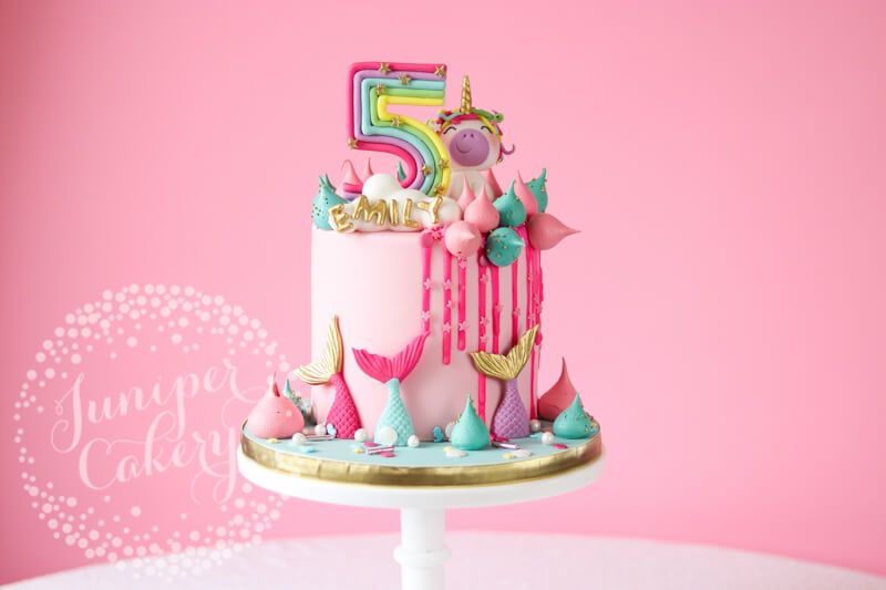 Fun mermaid unicorn cake by Juniper Cakery