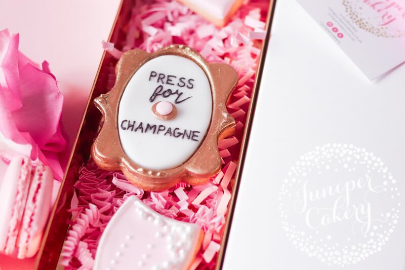 Press for champagne cookie by Juniper Cakery