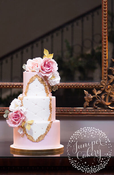 Rose Garden Rococo Wedding Cake at Saltmarshe Hall by Juniper Cakery